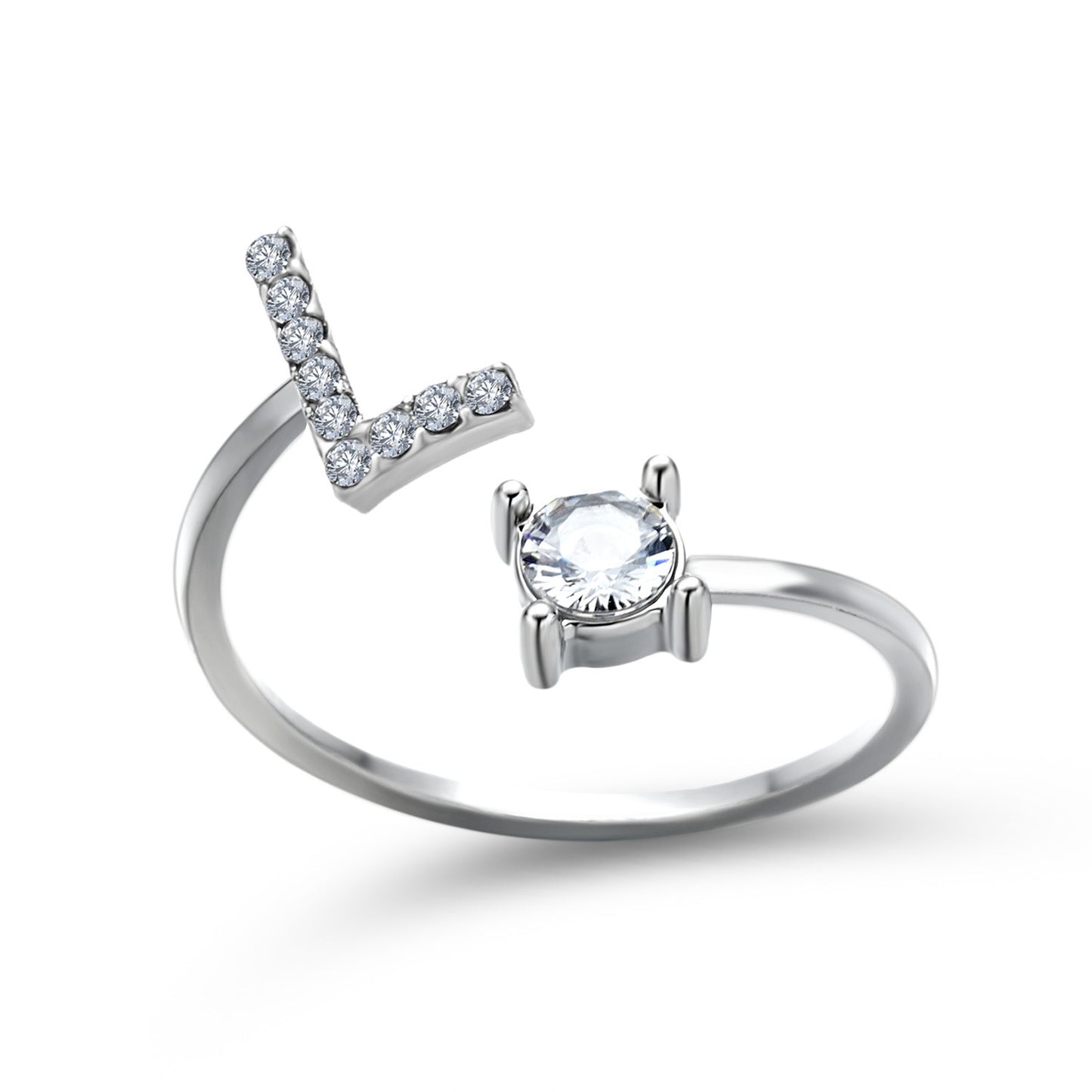 Eternal Initials Ring - Zircon Letter Charm