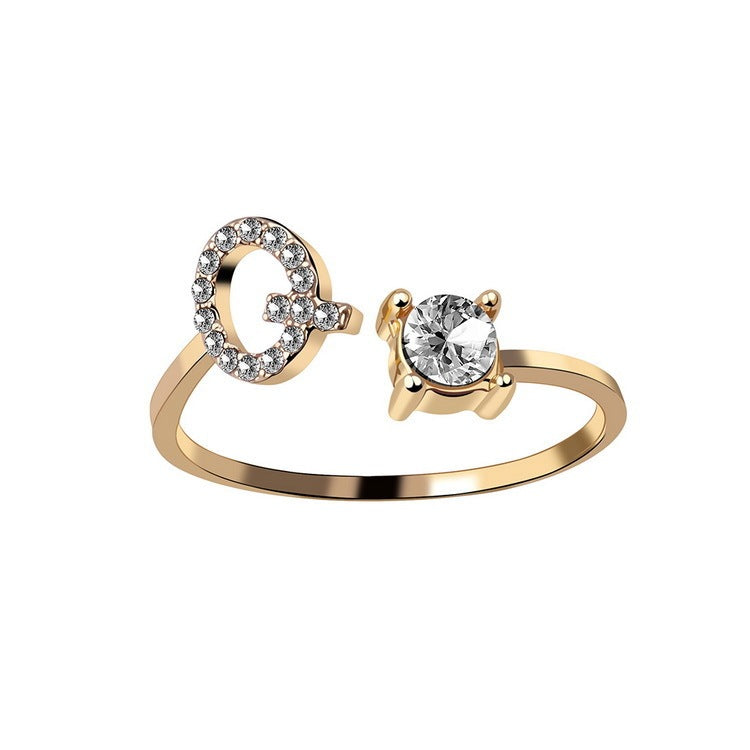 Eternal Initials Ring - Zircon Letter Charm