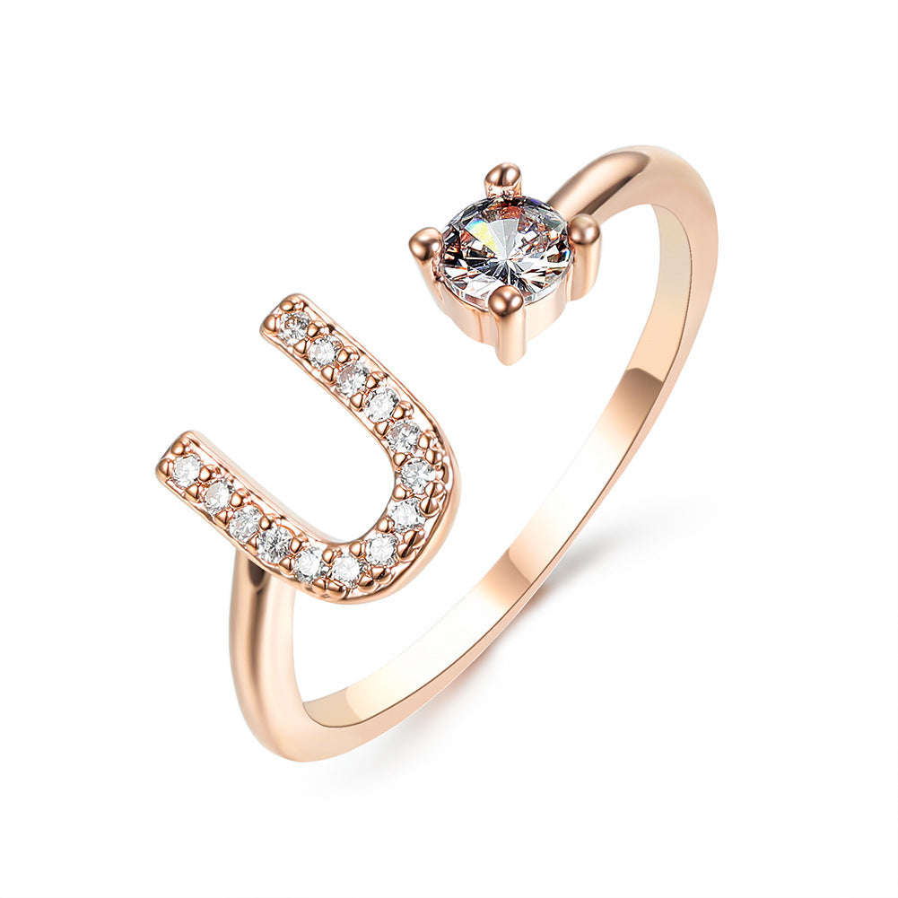 Eternal Initials Ring - Zircon Letter Charm