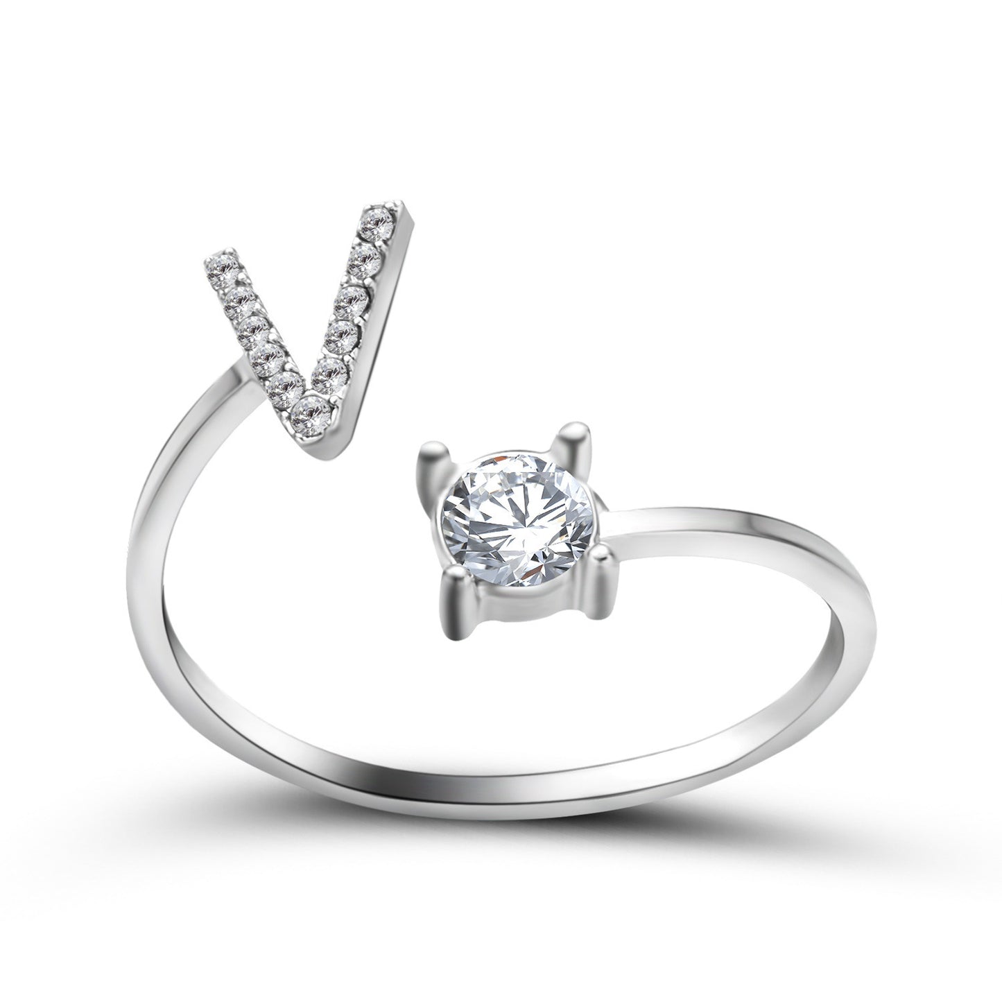 Eternal Initials Ring - Zircon Letter Charm