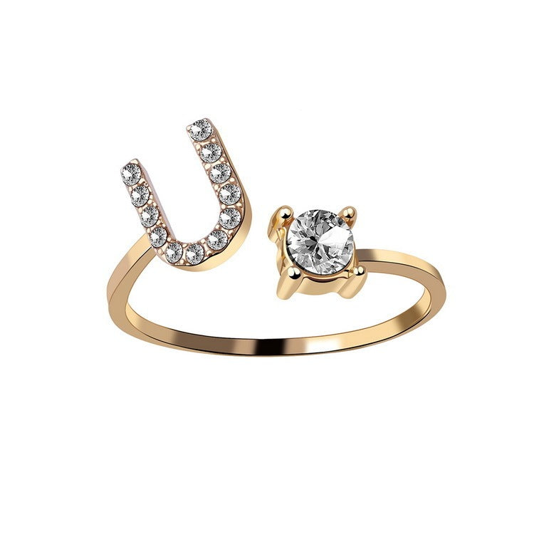 Eternal Initials Ring - Zircon Letter Charm