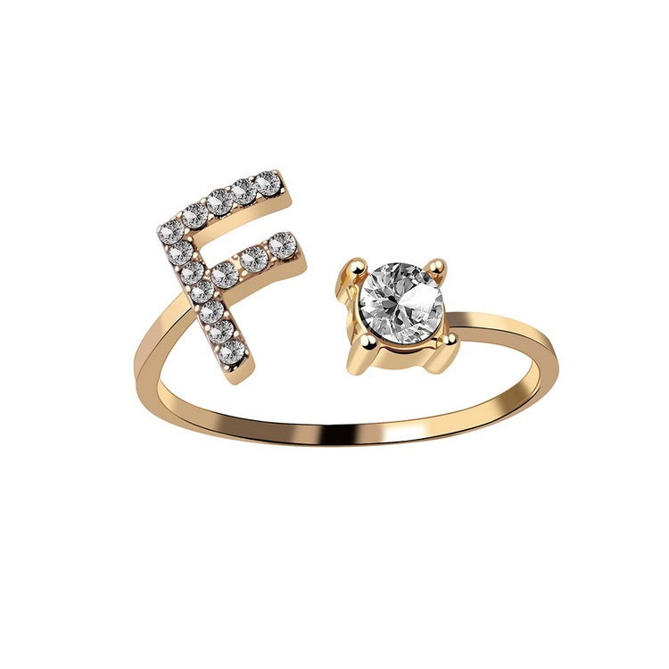 Eternal Initials Ring - Zircon Letter Charm