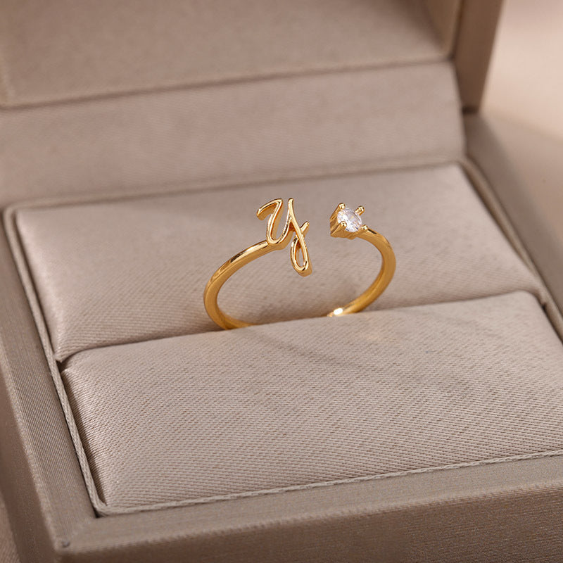 Golden Monogram Ring - 18K Personalized Elegance