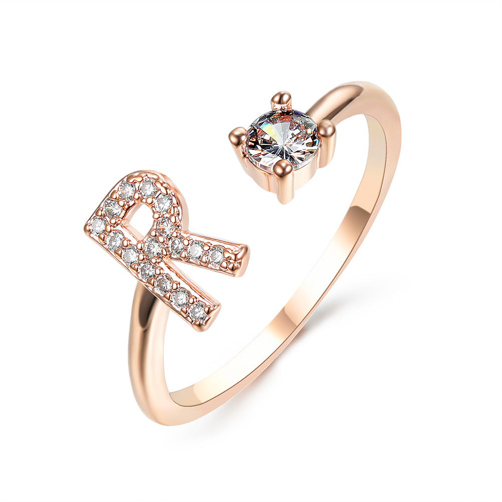 Eternal Initials Ring - Zircon Letter Charm