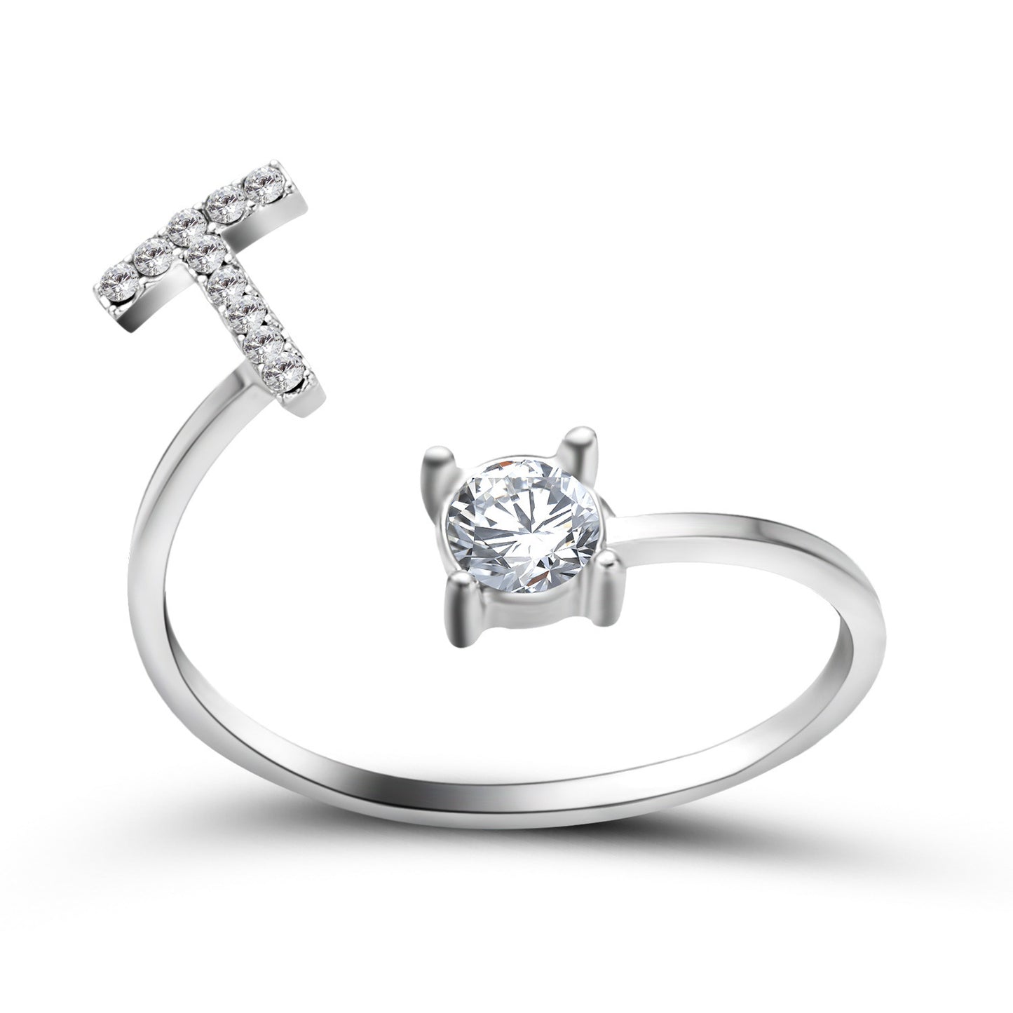 Eternal Initials Ring - Zircon Letter Charm