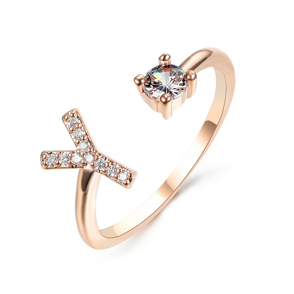 Eternal Initials Ring - Zircon Letter Charm