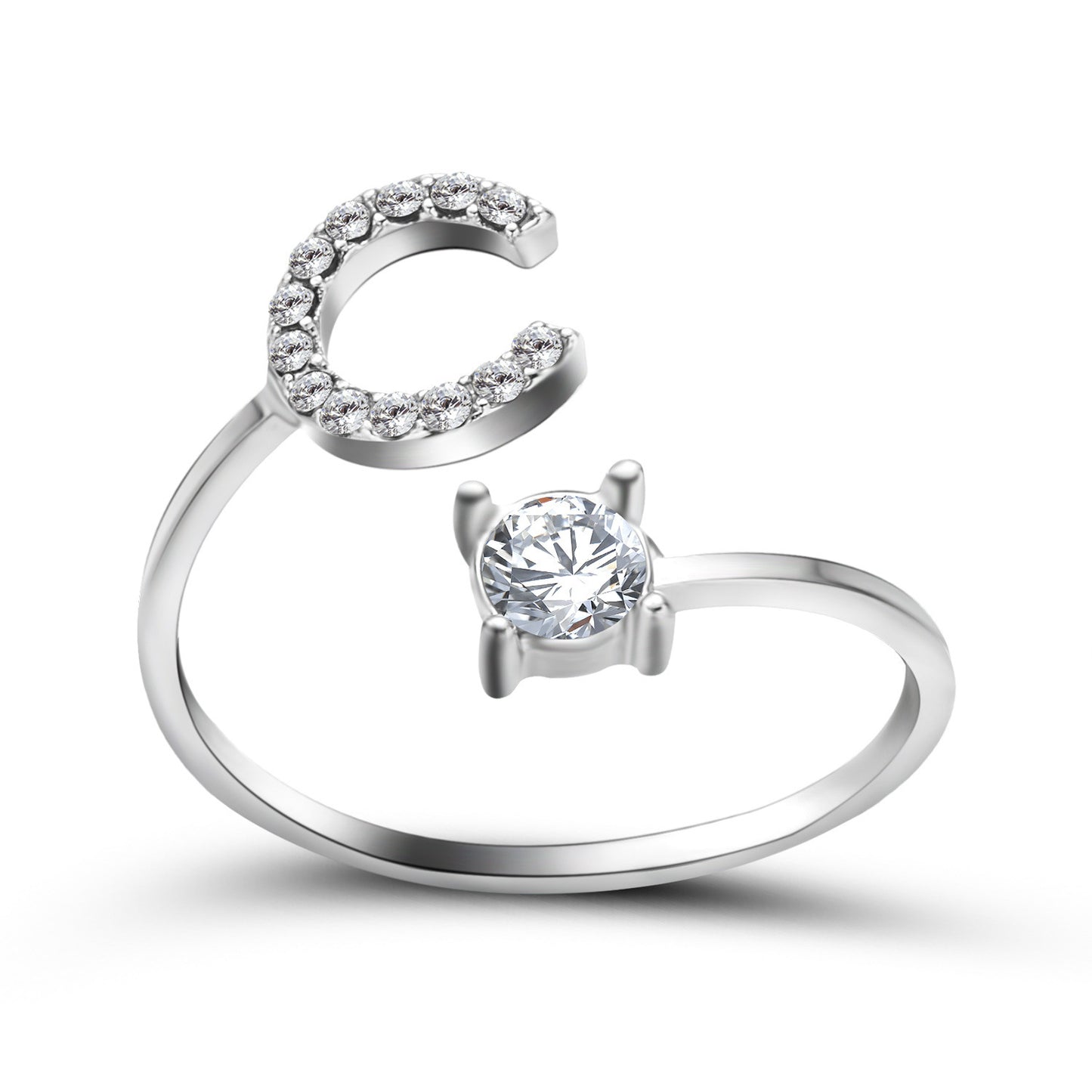 Eternal Initials Ring - Zircon Letter Charm