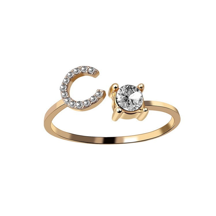 Eternal Initials Ring - Zircon Letter Charm