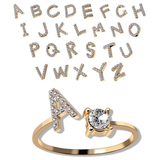 Eternal Initials Ring - Zircon Letter Charm