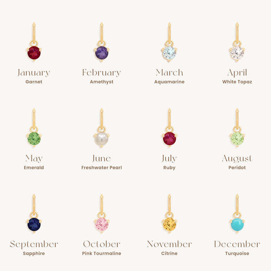 Birthstone Pendant – Round Zircon Inlaid Pendant (Chain Sold Separately)