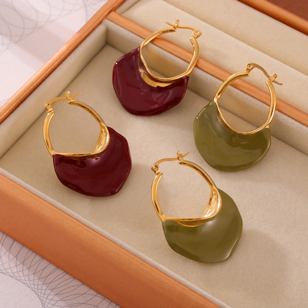 French Chic 18K Gold-Plated Colored Hoops