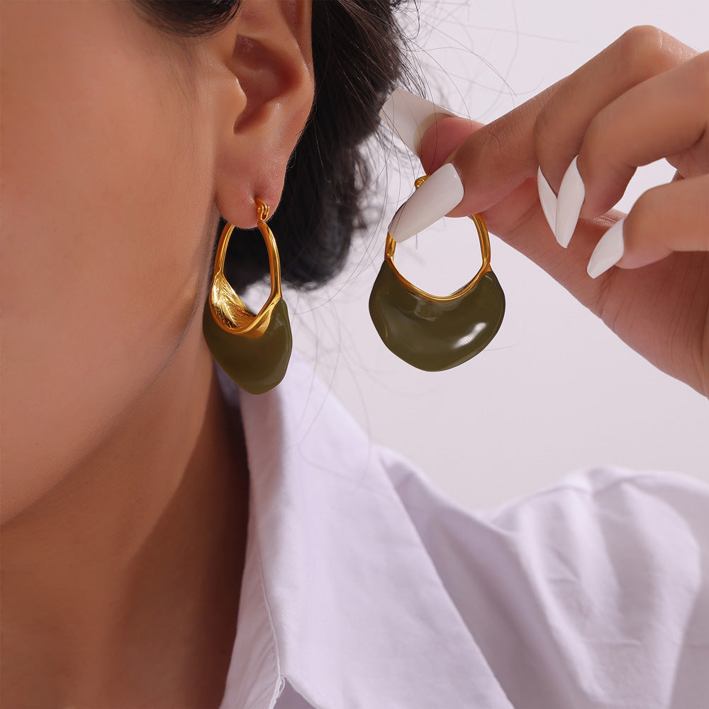 French Chic 18K Gold-Plated Colored Hoops