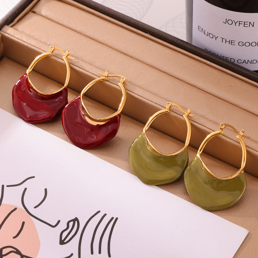 French Chic 18K Gold-Plated Colored Hoops