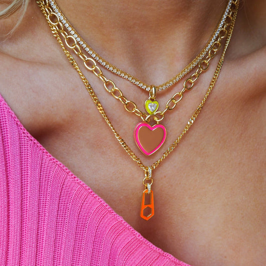 Rhinestone Heart Pendant Tennis Chain