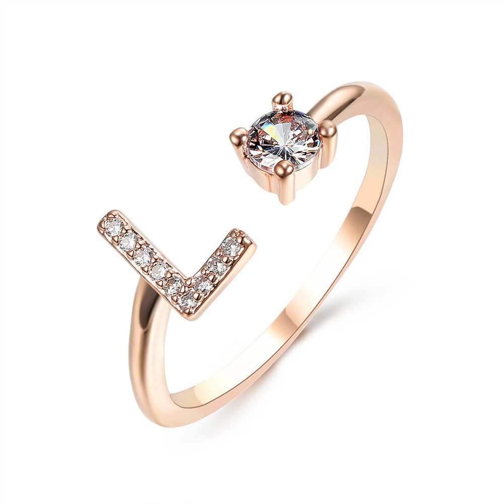 Eternal Initials Ring - Zircon Letter Charm