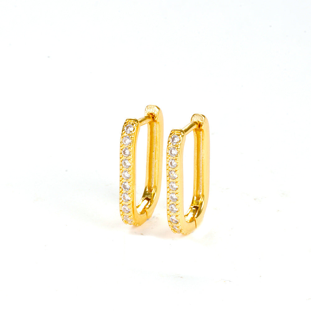 18K Gold Plated CZ Studded Ear Big Huggies – Elegant Everyday Sparkle