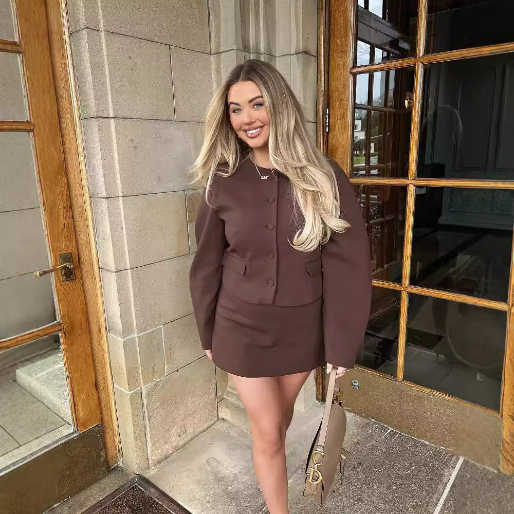 Women's Suits Coat Mini Skirt Suit