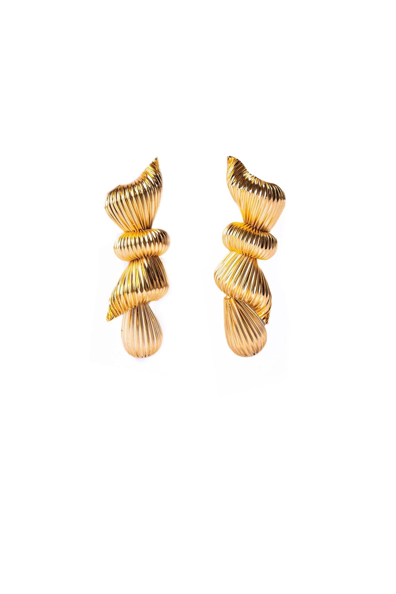 Golden Twisted Cascade Earrings – Luxurious 18K Gold-Plated Statement Earrings | Siiri Designer Jewelry Collection