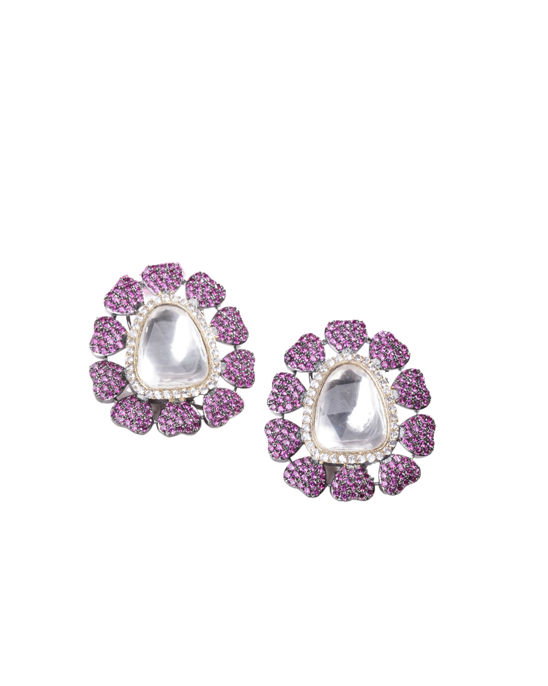 Floral Polki Studs – Exquisite 18K Gold Plated Designer Earrings | Luxury Floral Jewelry by Siiri