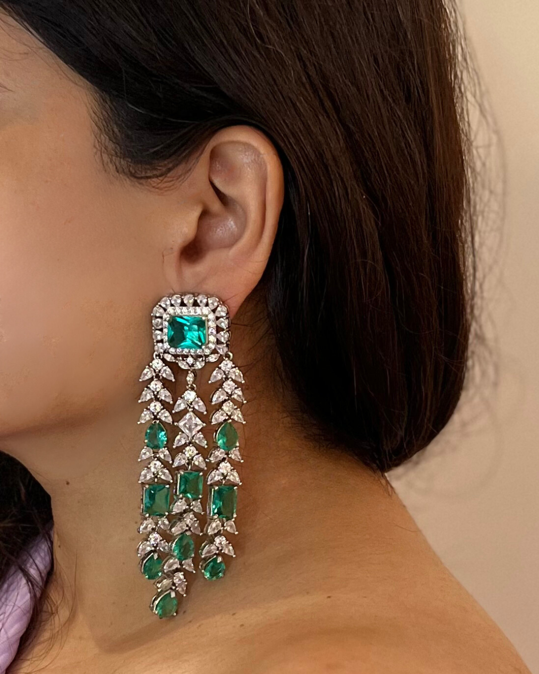 Statement Cocktail Danglers – Luxurious 18K Gold-Plated Earrings with Semi-Precious Stones | Siiri Designer Jewellery