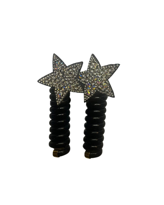 Rhinestone Star Spiral Hair Tie- Pack of 2