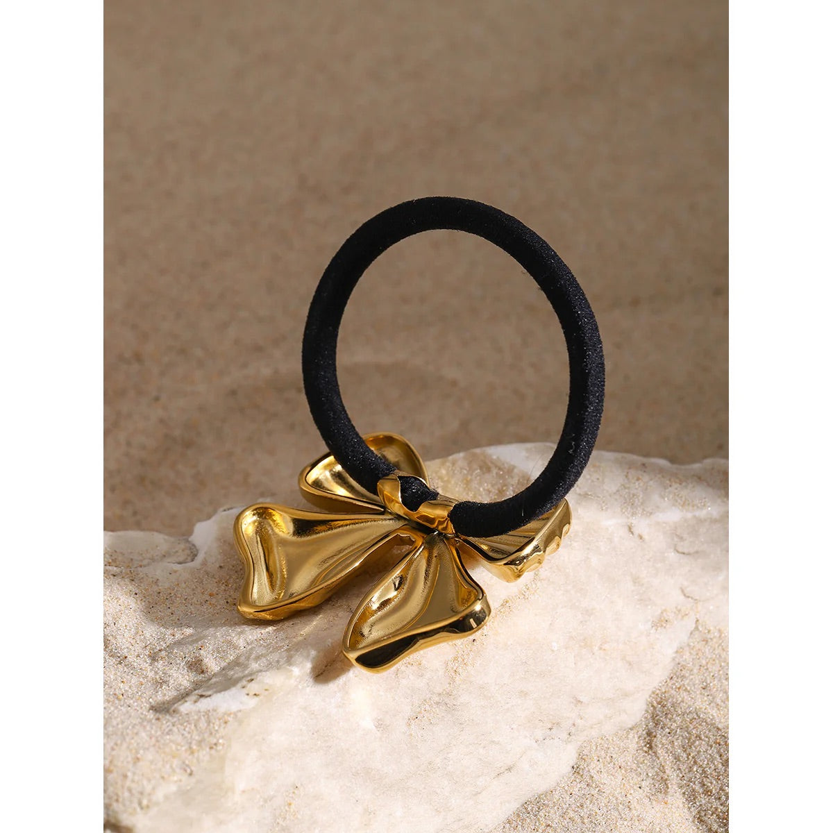 18K Gold-Plated Bow Hair Tie – Elegant Statement Hair Accessory