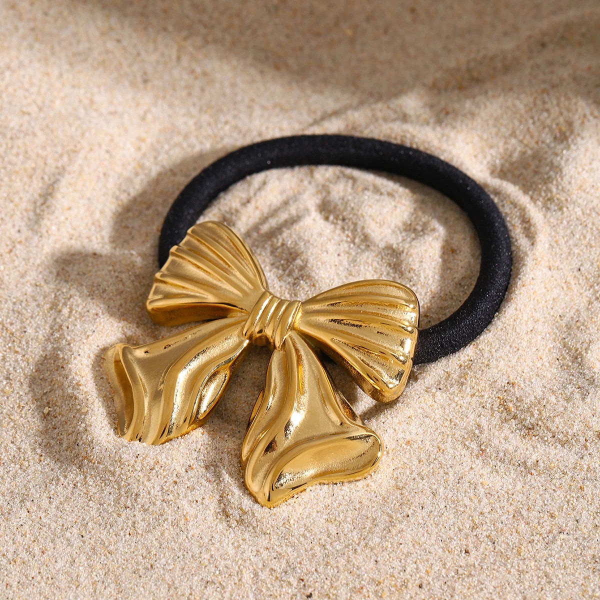 18K Gold-Plated Bow Hair Tie – Elegant Statement Hair Accessory