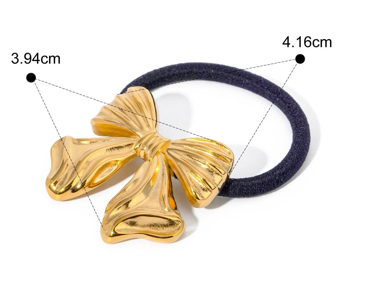 18K Gold-Plated Bow Hair Tie – Elegant Statement Hair Accessory