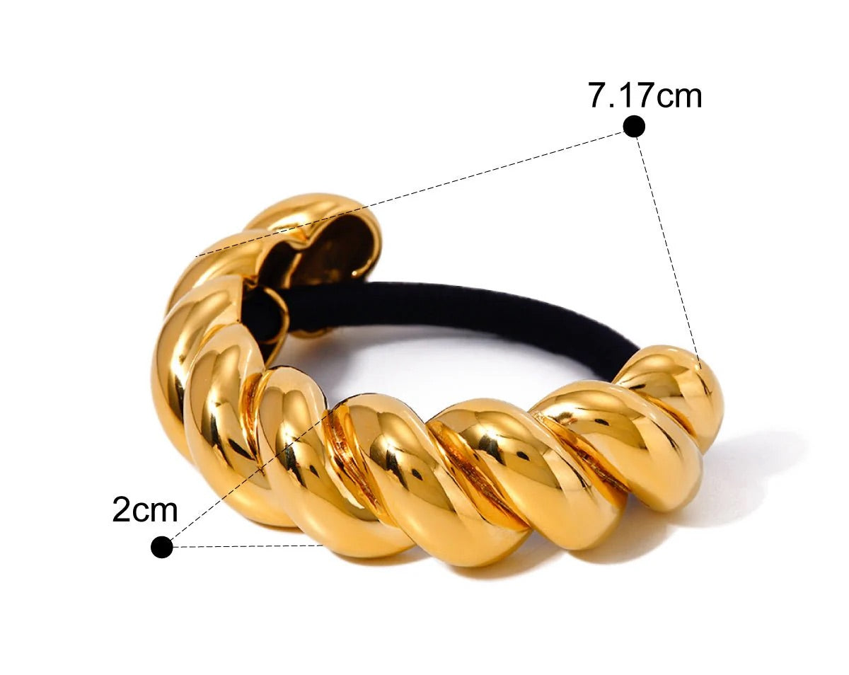 18K Gold-Plated Twisted Hair Cuff – Statement Hair Tie & Luxury Hair Jewelry