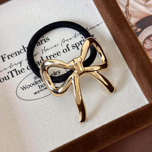 Cute 18K Gold-Plated Bow Hair Tie – Elegant Hair Accessory