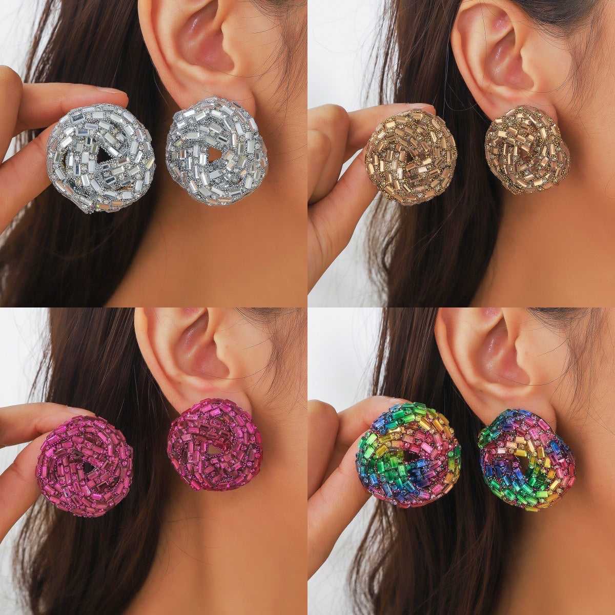 Round Rhinestone Statement Studs