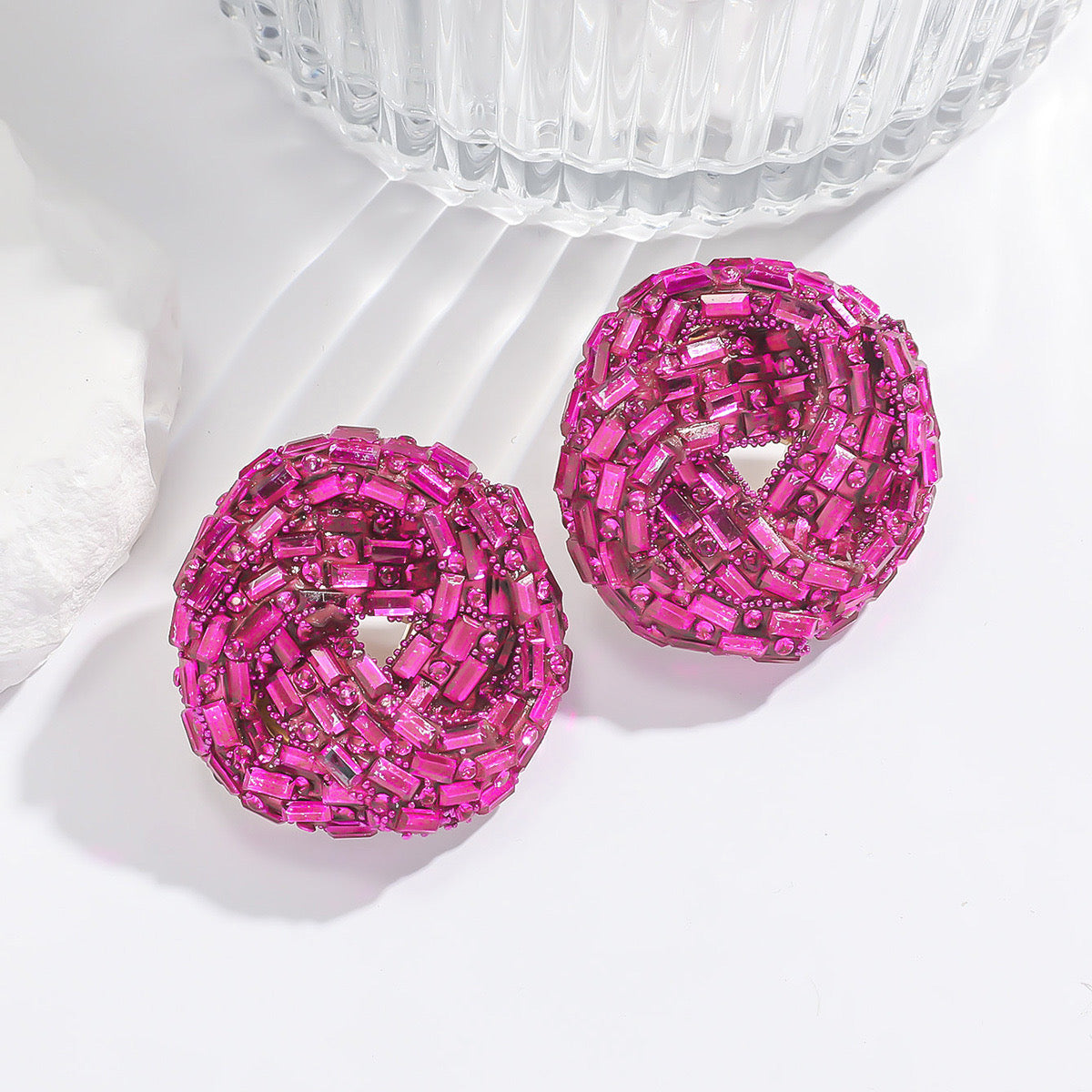 Round Rhinestone Statement Studs