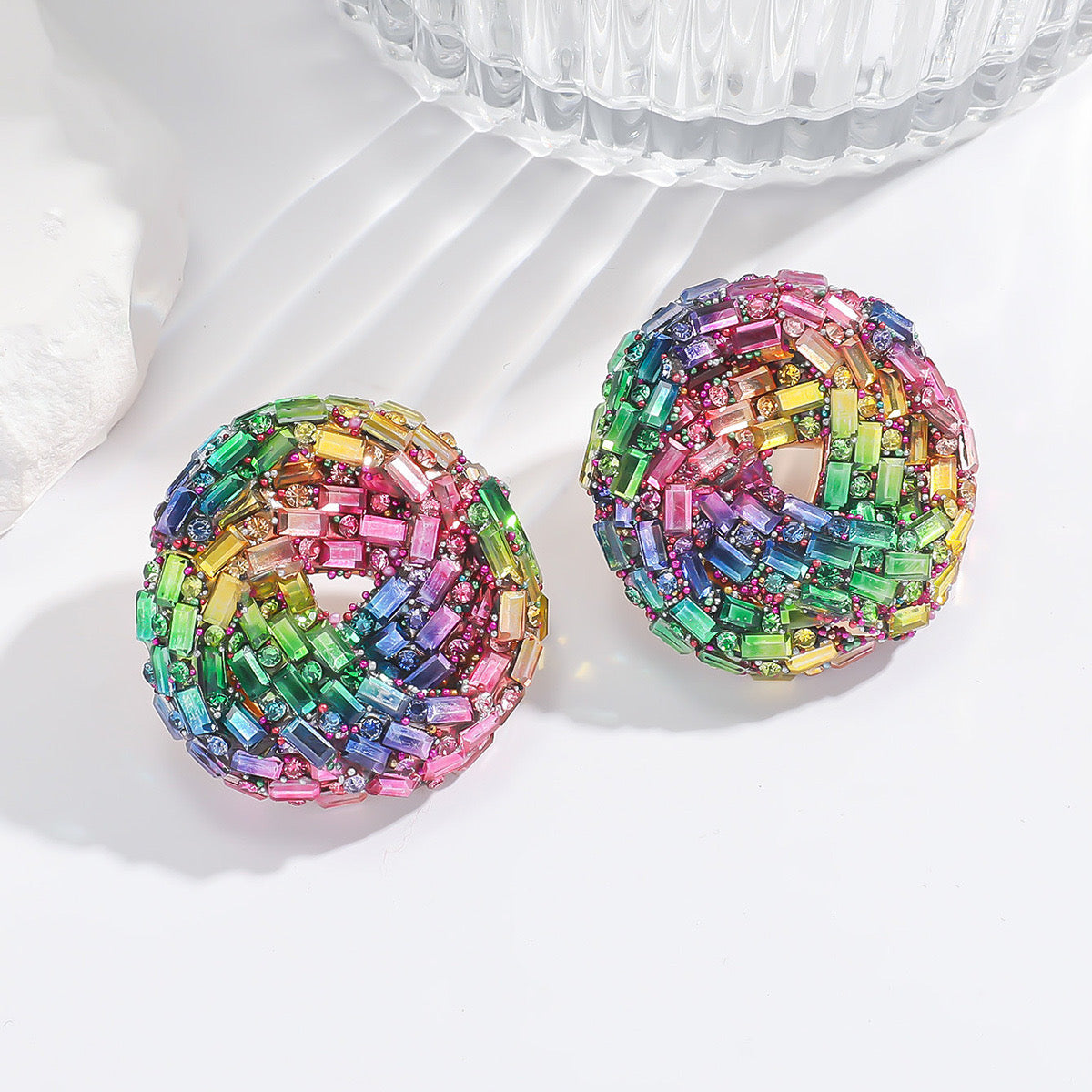 Round Rhinestone Statement Studs