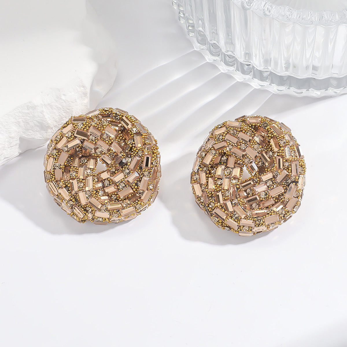 Round Rhinestone Statement Studs