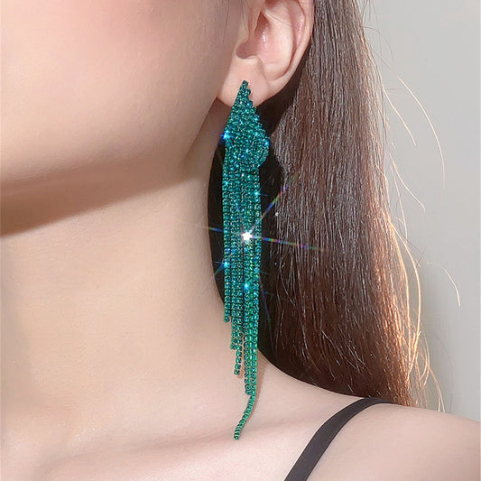 Green Rhinestone Cocktail Danglers