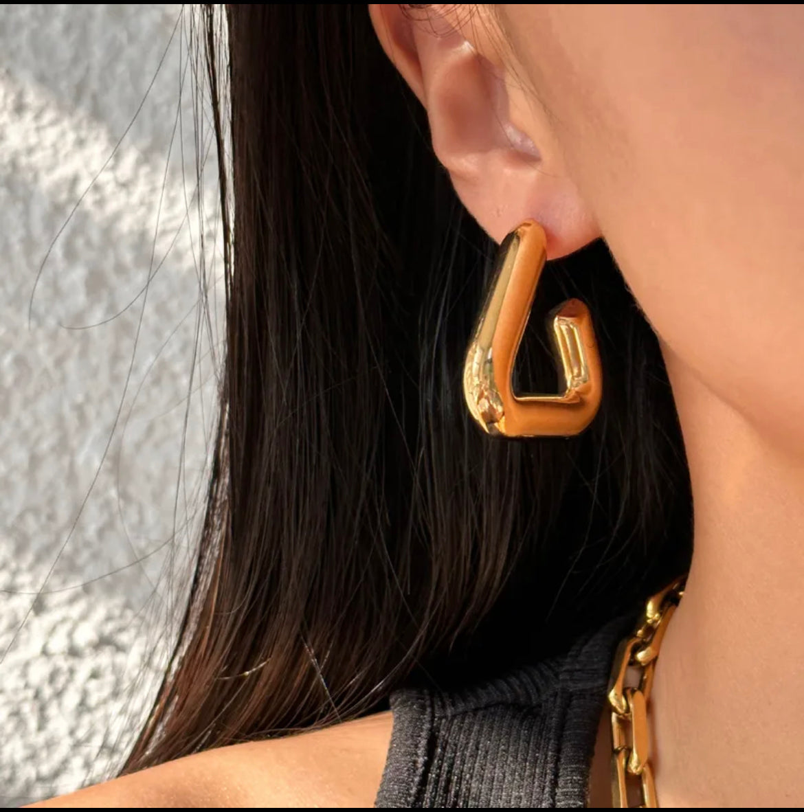 Triangle Hoop Earrings in Gold and Silver