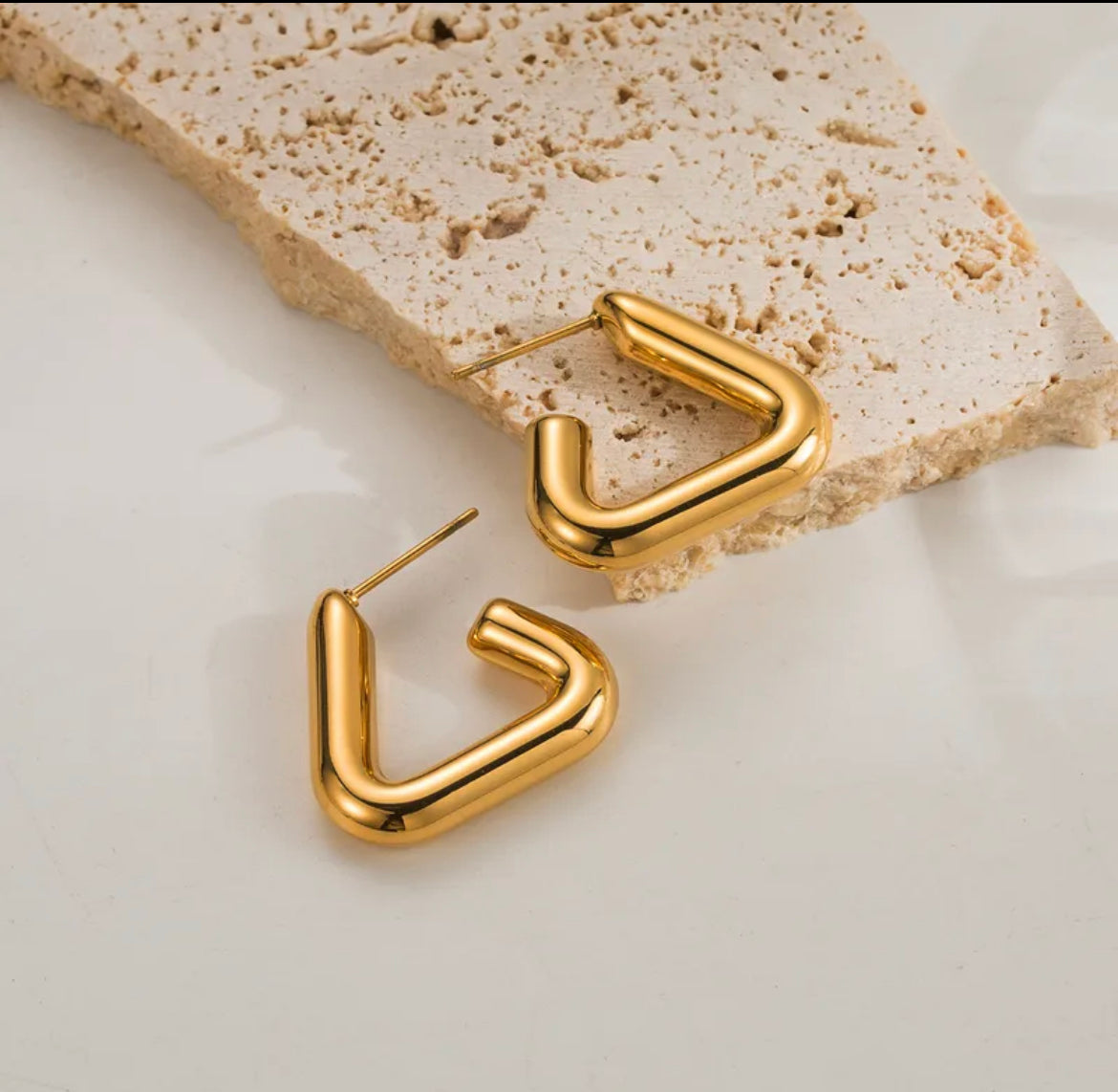 Triangle Hoop Earrings in Gold and Silver