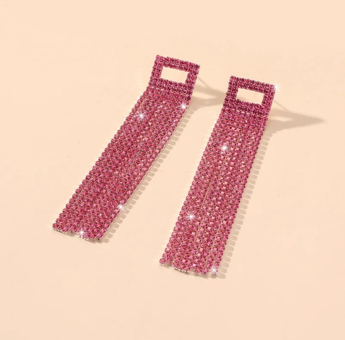 Pink Statement Rhinestone Danglers