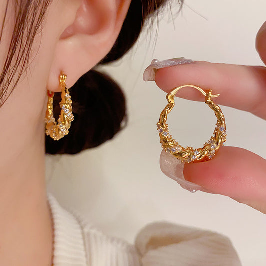 Luxe Twist Zircon Hoops