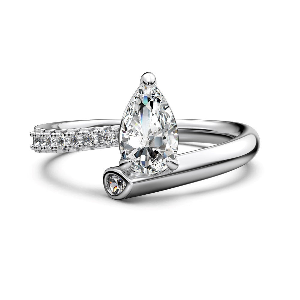 S925 Sterling Silver High-grade Pear-shaped Rhinestone Ring