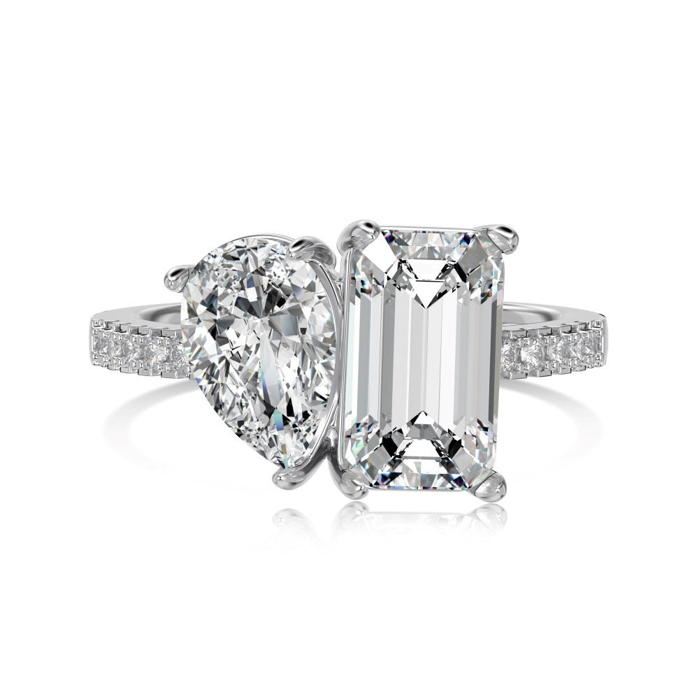 S925 Sterling Silver High-grade Pear-shaped Rhinestone Ring