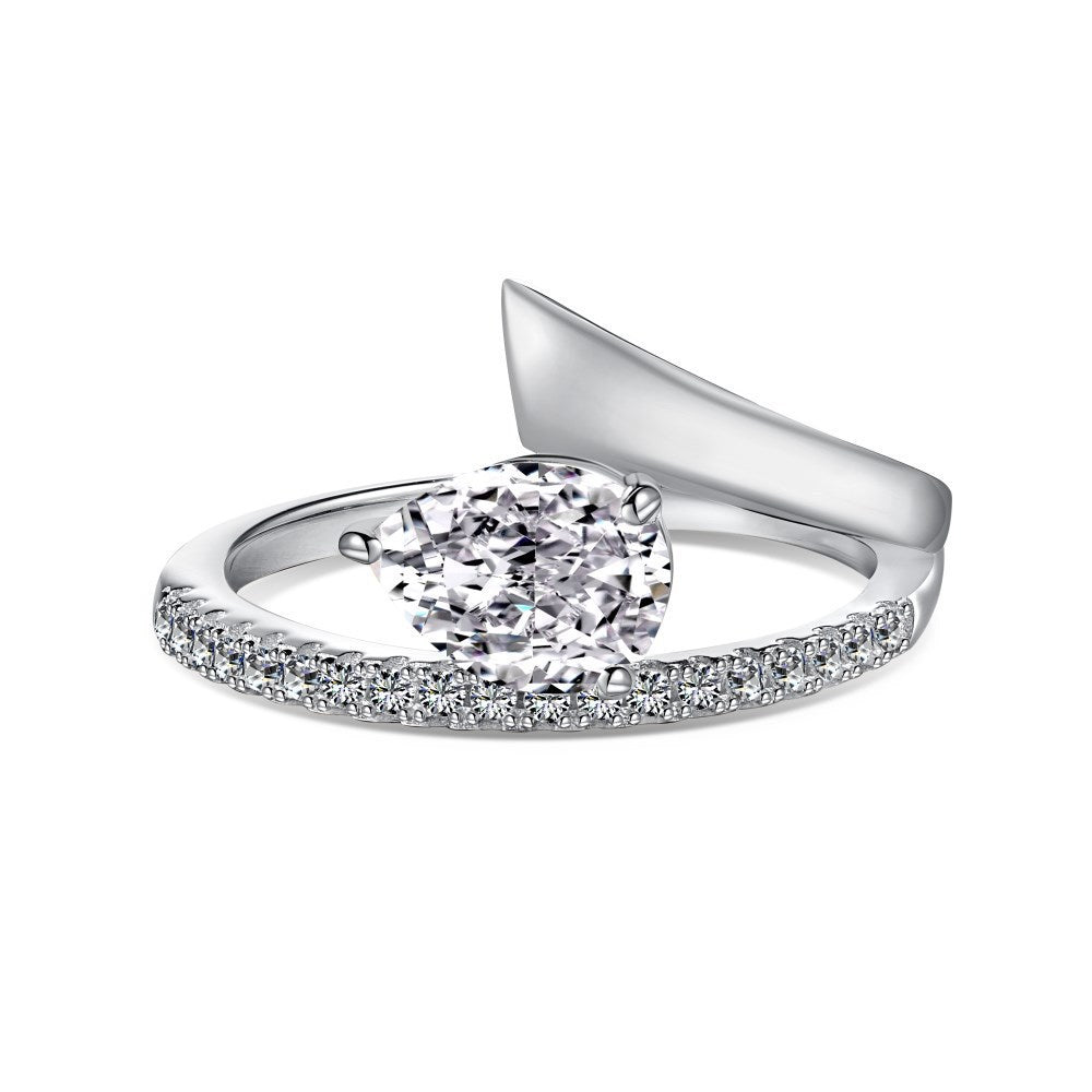 S925 Sterling Silver High-grade Pear-shaped Rhinestone Ring