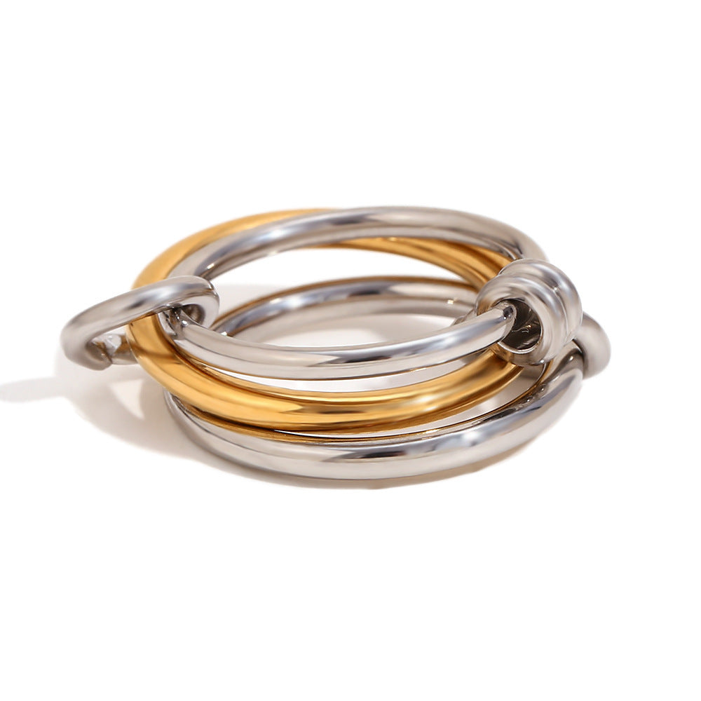 Elegant Multi-Layer Stainless Steel Rings – Geometric Statement Design