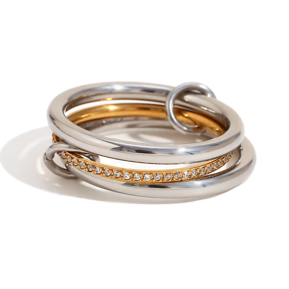 Elegant Multi-Layer Stainless Steel Rings – Geometric Statement Design