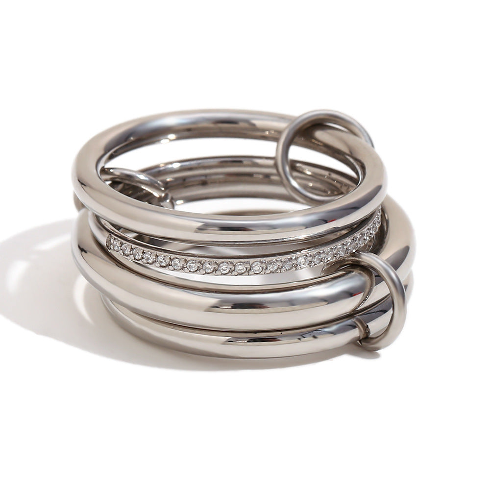 Elegant Multi-Layer Stainless Steel Rings – Geometric Statement Design