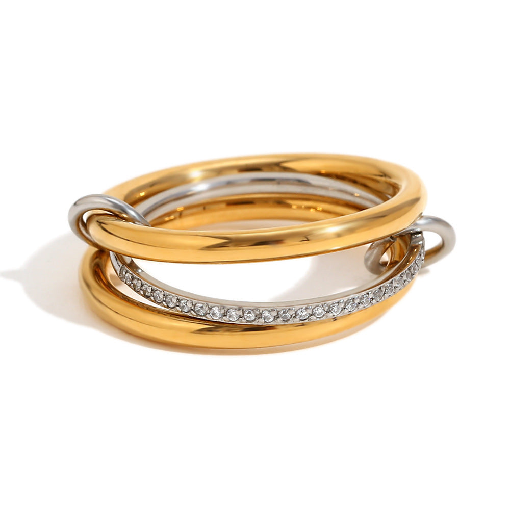 Elegant Multi-Layer Stainless Steel Rings – Geometric Statement Design