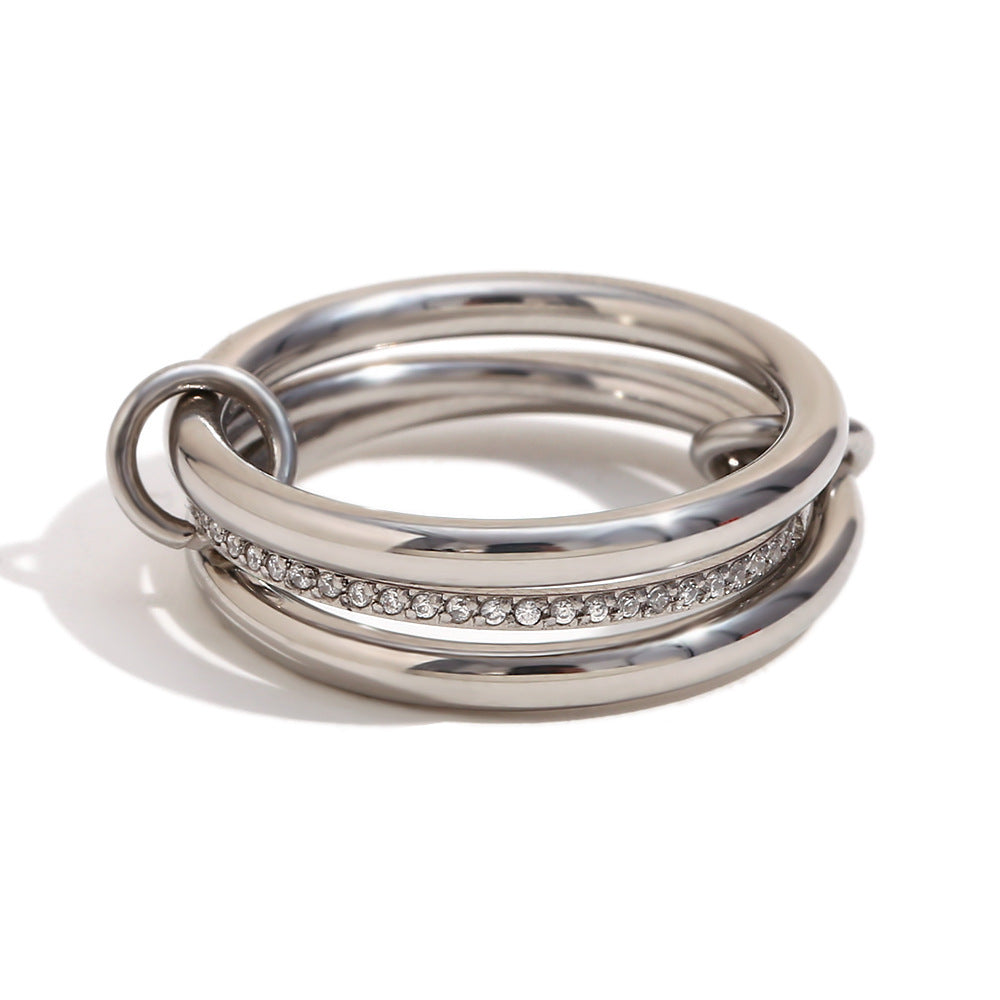 Elegant Multi-Layer Stainless Steel Rings – Geometric Statement Design