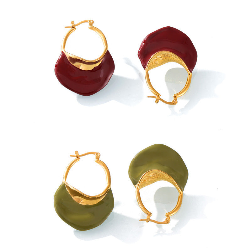 French Chic 18K Gold-Plated Colored Hoops