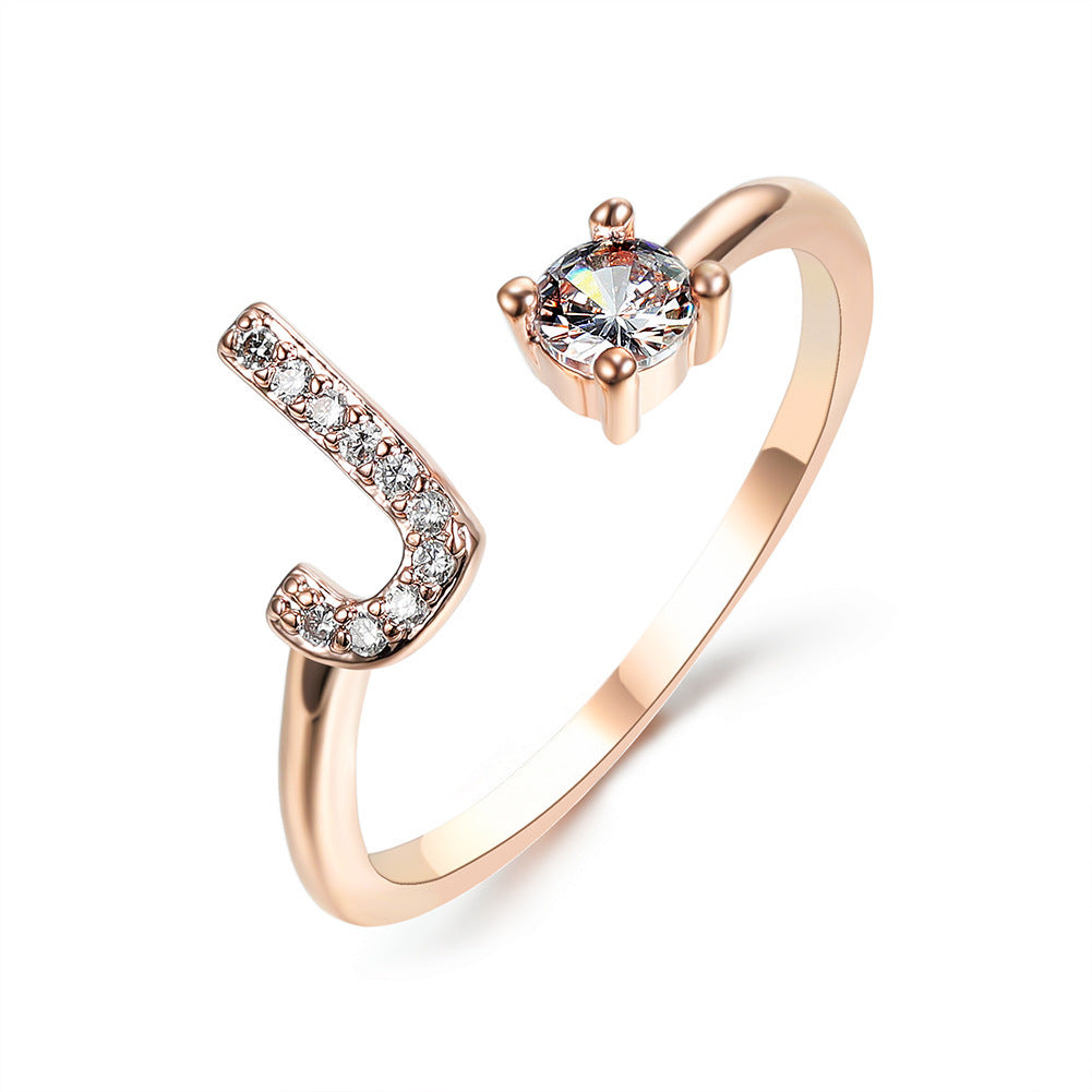 Eternal Initials Ring - Zircon Letter Charm