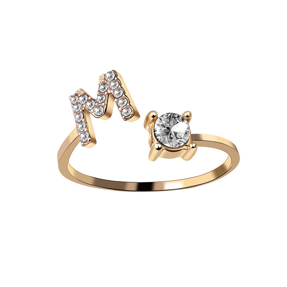 Eternal Initials Ring - Zircon Letter Charm